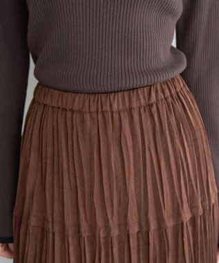 YECCA VECCA ランダムプリーツサテンマーメイドスカート Brown