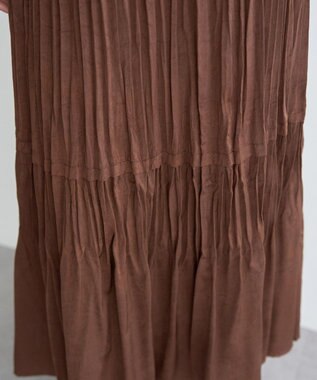 YECCA VECCA ランダムプリーツサテンマーメイドスカート Brown