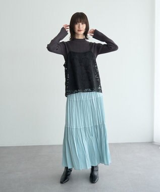 YECCA VECCA ランダムプリーツサテンマーメイドスカート Mint