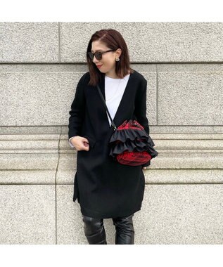 LA BAGAGERIE 【インスタグラマー chiyoさん×LA BAGAGERIE】フリルバケットバッグ レッド