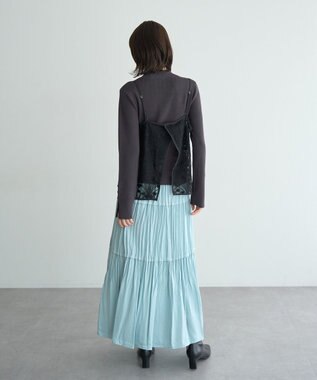 YECCA VECCA ランダムプリーツサテンマーメイドスカート Mint