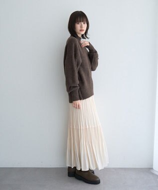 YECCA VECCA ランダムプリーツサテンマーメイドスカート Ivory