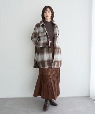 YECCA VECCA ランダムプリーツサテンマーメイドスカート Brown