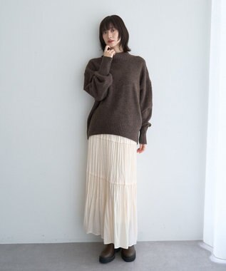 YECCA VECCA ランダムプリーツサテンマーメイドスカート Ivory