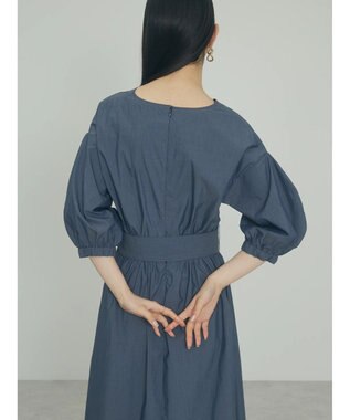 Green Parks ａ．ボリュームギャザーウエスト切替ワンピース Navy