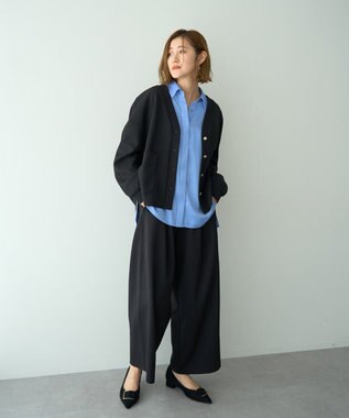 YECCA VECCA 金釦カットジョーゼットカーディガン Black