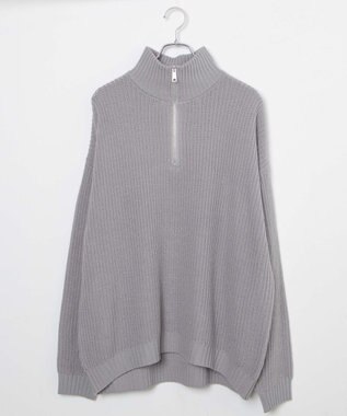 WEGO ルーズフィットハーフZIPプルオーバー ライトグレー