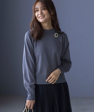 組曲 【WEB限定】ELENAスパンコールバックパール ニット チャコールグレー系