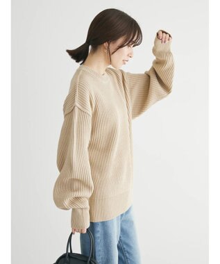 Green Parks 洗える　アゼ編みニットプルオーバー Beige