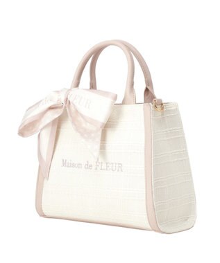 Maison de FLEUR スカーフ付きツイード2Wayバッグ Pink
