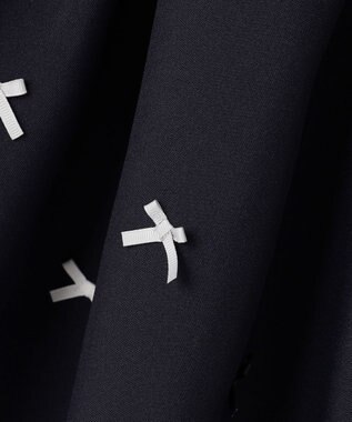 ANY KIDS 襟付き リボン 長袖ワンピース ネイビー