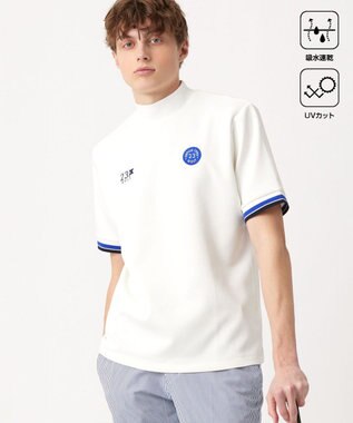 23区GOLF 【MEN】【吸水速乾・UVケア】袖ライン モックネックシャツ ホワイト系