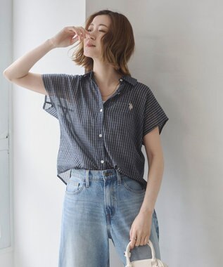WEGO U.S. POLO ASSN.別注 フレンチスリーブシャツ ネイビー