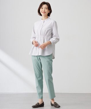 J.PRESS LADIES L 【セットアップ対応・洗える】セルロースリネンストレッチ テーパード パンツ ミント系