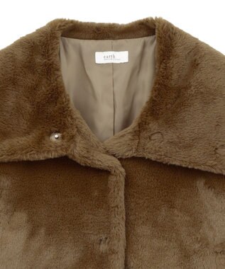earth music&ecology ファーショートブルゾン Brown