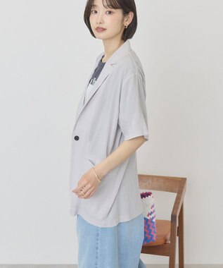 AMERICAN HOLIC 【接触冷感】シアーテーラード半袖ジャケット Light Gray
