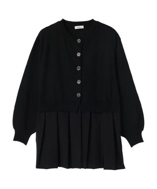 earth music&ecology プリーツドッキングカーディガン Black