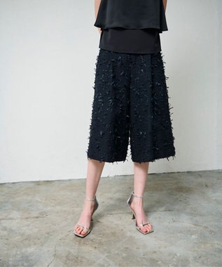 GRACE CONTINENTAL リボンヤーンフレアパンツ ブラック