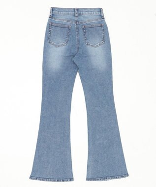 WEGO 【美脚パンツ】ストレッチフレアデニムパンツ デニム中濃色