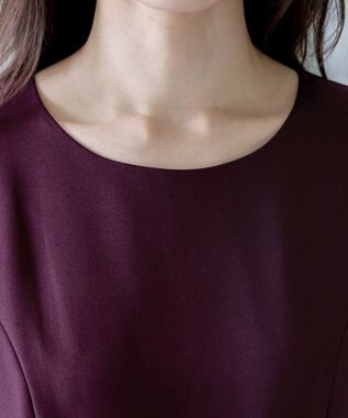 Tiaclasse 【セレモニー・新色追加・洗える】アシメリボンベルトフレアワンピース ボルドー