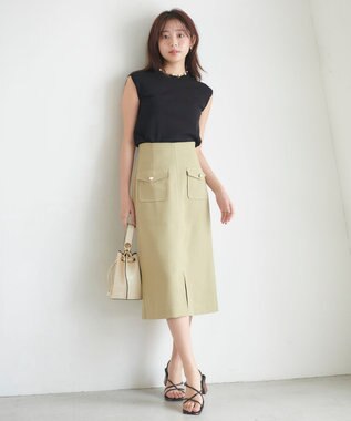 Feroux 【接触冷感】パール付きノースリーブ ニット ブラック系