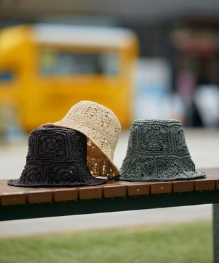 Tiaclasse クロシェ柄編みバケットハット アイボリー