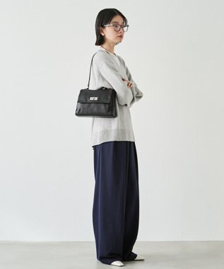 russet ソフトレザーフラップミニトートバッグ(CE-1674) Black