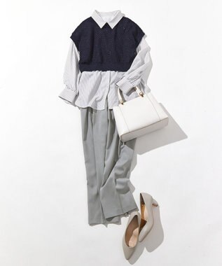 ANY SIS 【貴島明日香さんコラボ・3点セット】メッシュ ニット×キャミ ワンピース ライトブルー