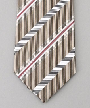 GOTAIRIKU  GOTAIRIKU別注【日本製】シルク ネクタイ_レジメンタル柄 ベージュ×ホワイト×ワイン