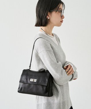 russet ソフトレザーフラップミニトートバッグ(CE-1674) Black