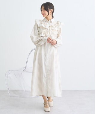 earth music&ecology ＳＥＴ２点シャーリングビスチェ＋シャツワンピース