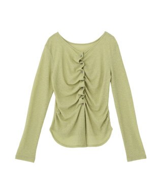 earth music&ecology 【予約】シアーワッフルタックボタントップス ライトグリーン