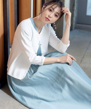 Tiaclasse L 【洗える】ミラノリブ編みが大人上品なリボンニットカーディガン オフホワイト