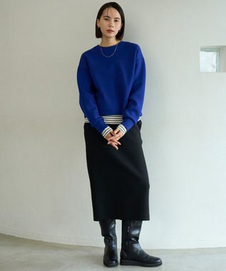 UNFILO L 【2WAY】BEAUTY FORM JERSEY ハーフZIP プルオーバー ブルー