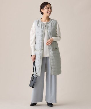 自由区 【洗える】ライトダウン ジレ グレイッシュミント