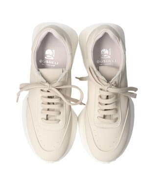 INTER-CHAUSSURES 【QUSHELI】フレアランニングソールスニーカー ホワイト
