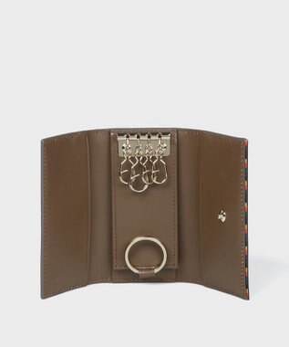 Paul Smith ブライトストライプトリム キーケース ブラウン