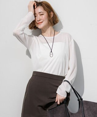 23区 L 【先行予約】シアー ロングスリーブ Tシャツ ホワイト系