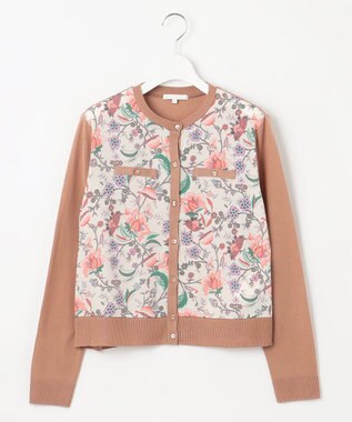 自由区 L 【アンサンブル対応・洗える】マラケシュフラワープリント長袖 カーディガン マルチ