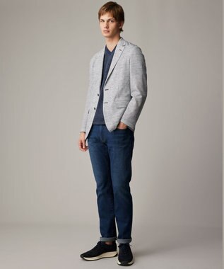 JOSEPH ABBOUD 【リネン素材/吸水速乾/日本素材】リネンハニカム Vネック Tシャツ ネイビー系