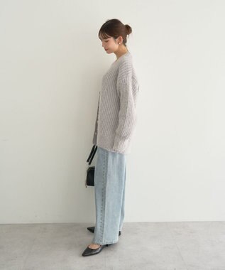 earth music&ecology 【予約】カラーミックスシャギーカーディガン グレー