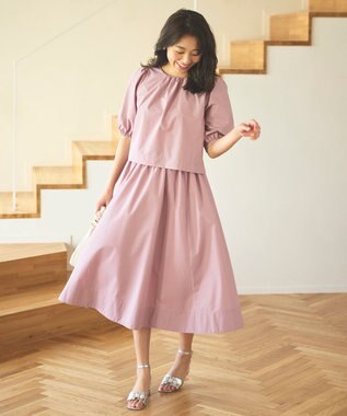 Feroux 【洗える】パフスリーブセット アップ ピンク系