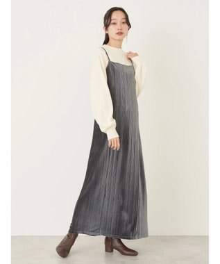 earth music&ecology ベロアプリーツキャミワンピース Gray