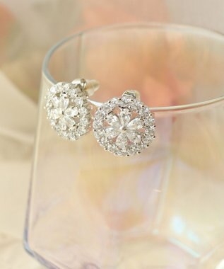 Tiaclasse リッチフラワーサークルピアス シルバー