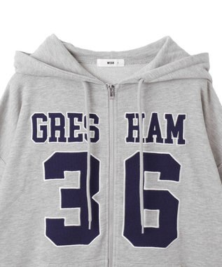 WEGO ナンバリングビッグジップパーカー 杢グレー