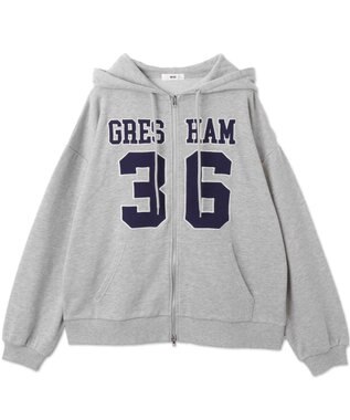 WEGO ナンバリングビッグジップパーカー 杢グレー