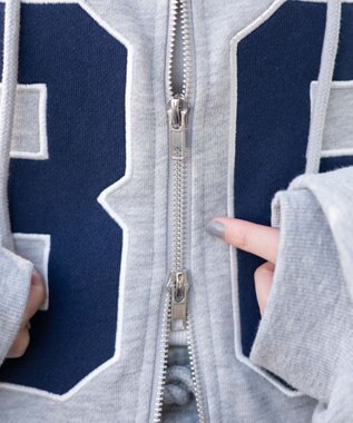 WEGO ナンバリングビッグジップパーカー 杢グレー