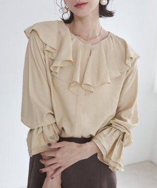 WEGO 【ANGIE VINTAGE】ラッフルブラウス ライトベージュ