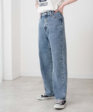 WEGO ウエストフィットワイドストレートデニムパンツ デニム中濃加工色