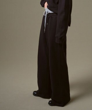 WEGO 【ウエストゴム】スウェットフレアパンツ ブラック